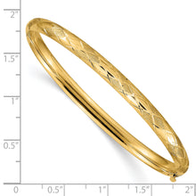 Load image into Gallery viewer, 14k 3/16 Diamond-cut Fancy Hinged Bangle Bracelet
