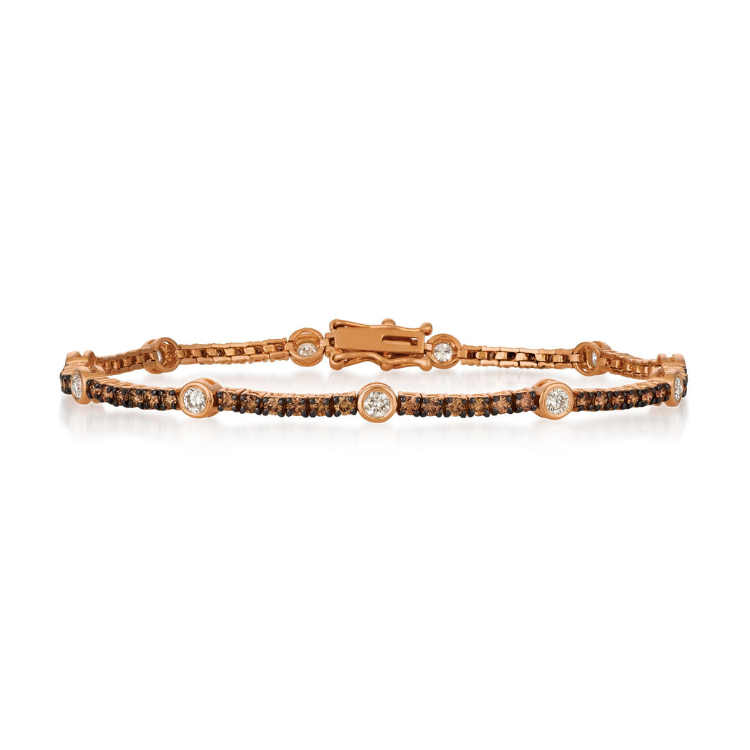 Le Vian Chocolatier� Bracelet featuring 1/2 cts. Vanilla Diamonds�, 1  1/2 cts. Chocolate Diamonds� set in 14K Strawberry Gold�