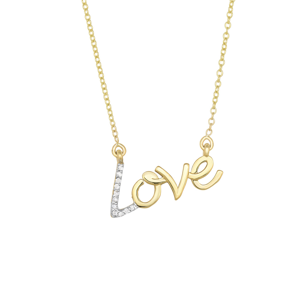 14K Gold .07ct Diamond Love