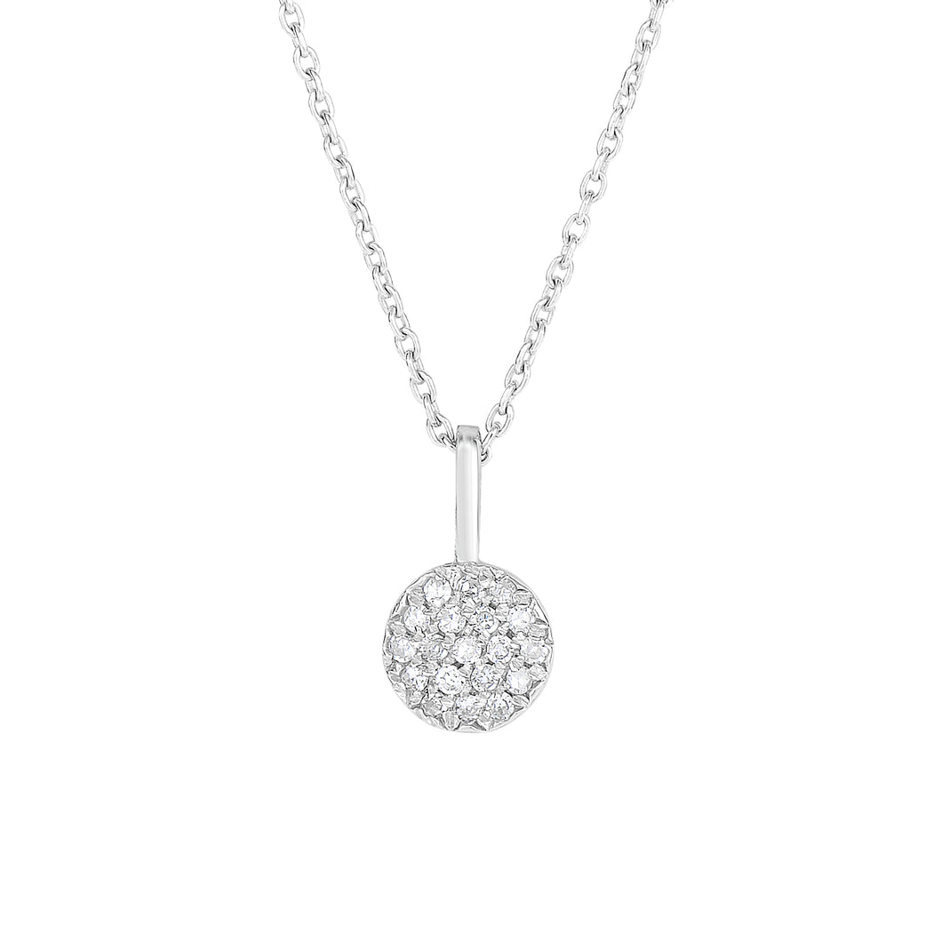 14K Gold .10ct Diamond Pave Circle Necklace