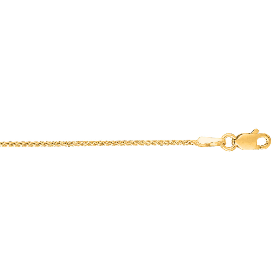 14K Gold 1.1mm Diamond Cut Round Wheat Chain