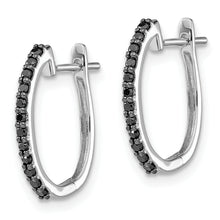 Load image into Gallery viewer, 14k White Gold Black Diamond 1.3mm Hinged Hoop Earrings
