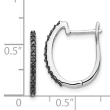 Load image into Gallery viewer, 14k White Gold Black Diamond 1.3mm Hinged Hoop Earrings
