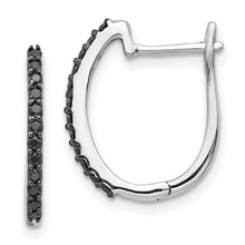 Load image into Gallery viewer, 14k White Gold Black Diamond 1.3mm Hinged Hoop Earrings
