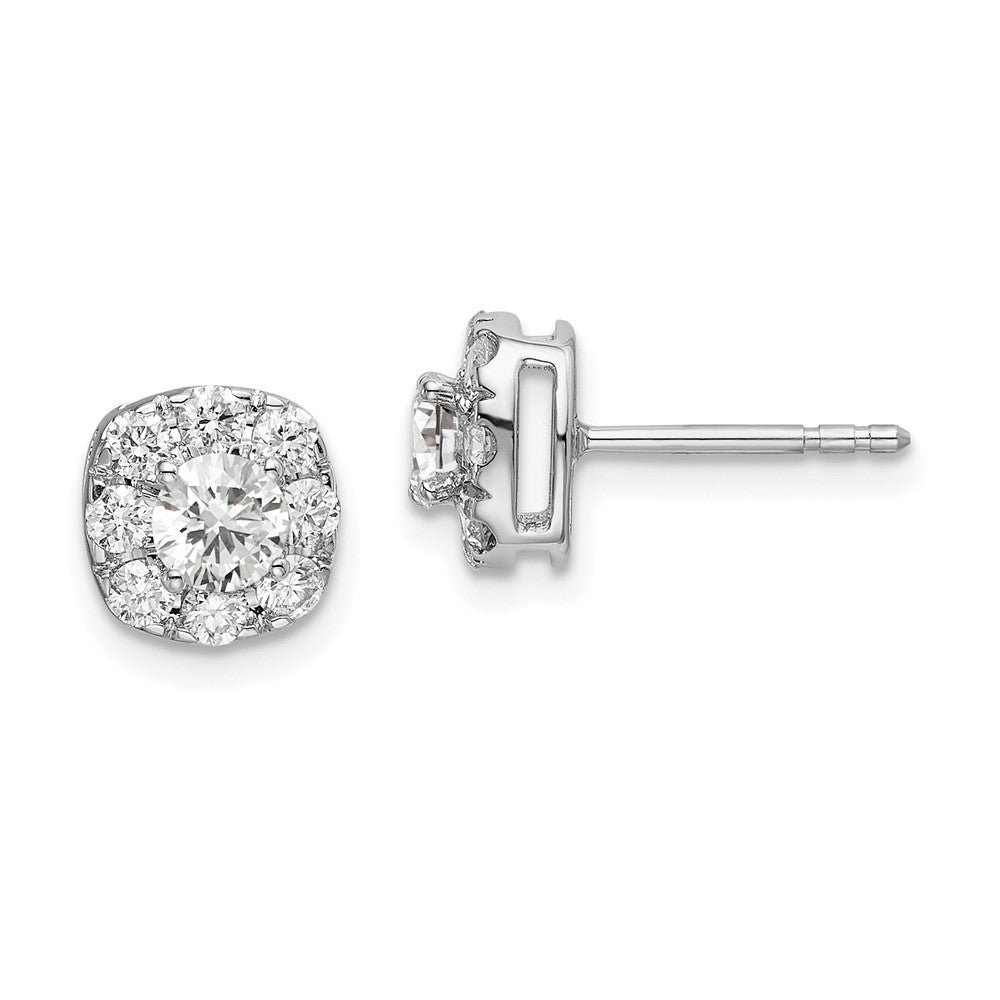 14K White Gold Lab Grown Diamond SI1/SI2, G H I, Cushion Halo Earrings