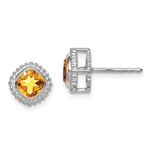 Load image into Gallery viewer, 10k White Gold Cushion Citrine Earrings
