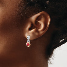 Load image into Gallery viewer, 14K Two-tone White &amp; Rose Ruby and Diamond Flower Post Earrings
