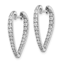 Load image into Gallery viewer, 14k White Gold Polished Diamond In &amp; Out Hoop Earrings
