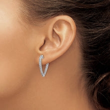 Load image into Gallery viewer, 14k White Gold Polished Diamond In &amp; Out Hoop Earrings
