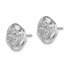 Load image into Gallery viewer, 14k White Gold Polished Wavy Circle Diamond Post Earrings
