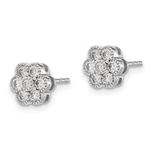 Load image into Gallery viewer, 14k White Gold Floral Diamond Post Earrings
