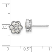 Load image into Gallery viewer, 14k White Gold Floral Diamond Post Earrings
