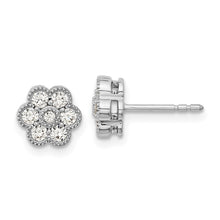 Load image into Gallery viewer, 14k White Gold Floral Diamond Post Earrings
