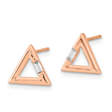 Load image into Gallery viewer, 14k Rose Gold Polished Triangle Diamond Post Earrings
