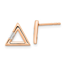 Load image into Gallery viewer, 14k Rose Gold Polished Triangle Diamond Post Earrings
