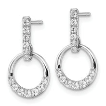 Load image into Gallery viewer, 14k White Gold Circle Diamond Dangle Post Earrings
