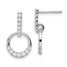 Load image into Gallery viewer, 14k White Gold Circle Diamond Dangle Post Earrings
