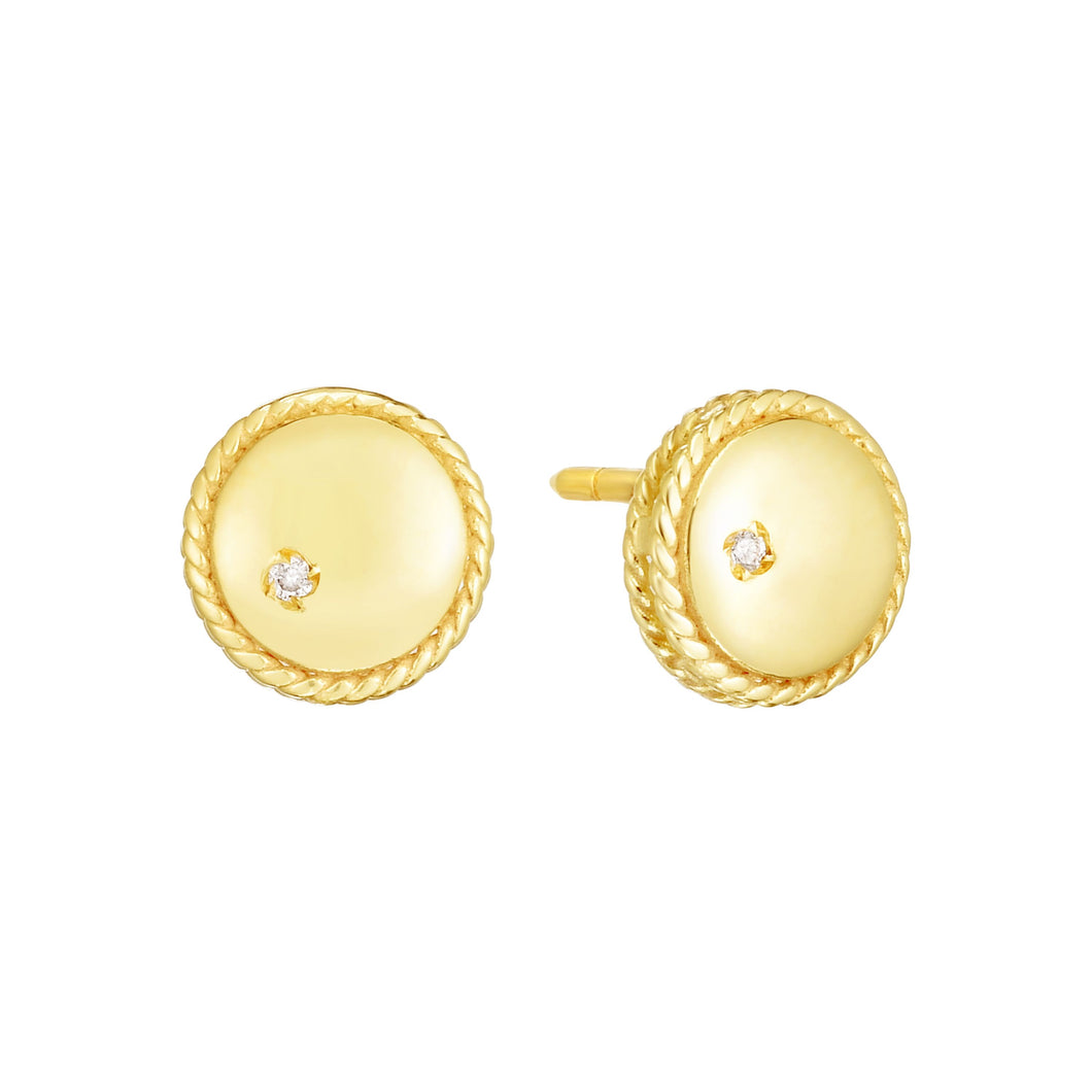 14K Gold Diamond Round Piccolini Studs