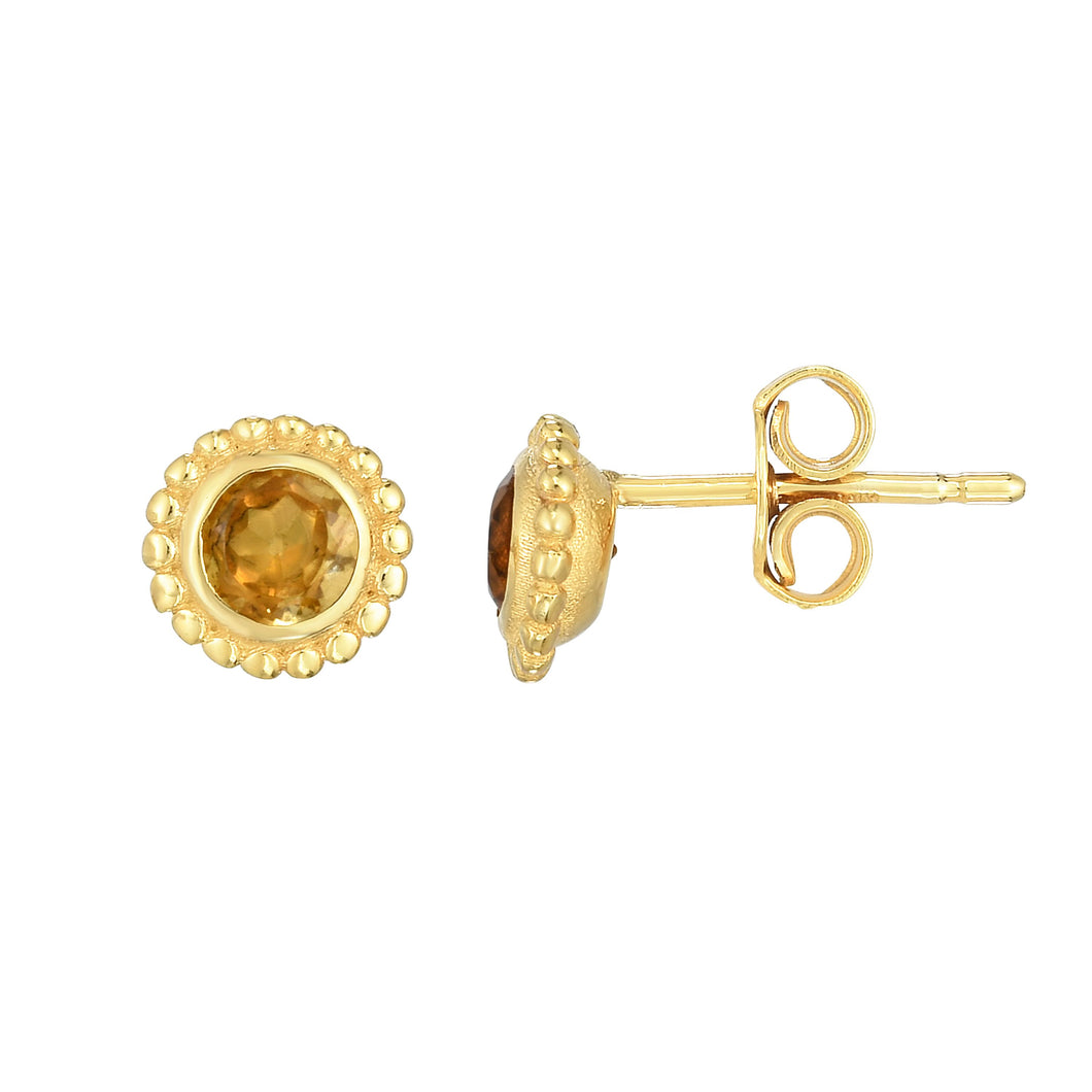 14K Gold Popcorn Gemstone Studs
