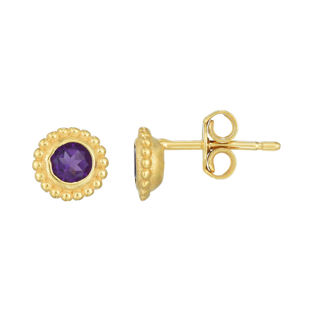 14K Gold Popcorn Gemstone Studs