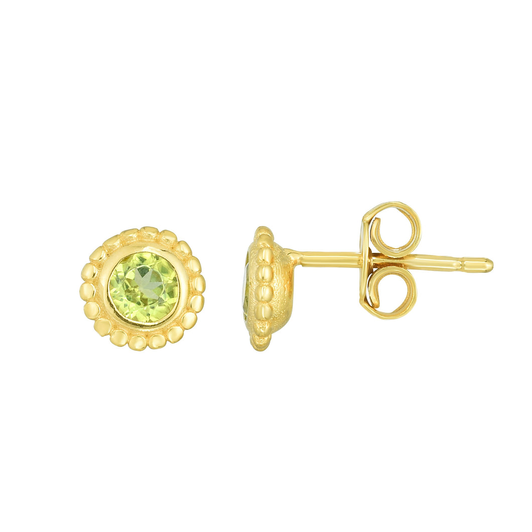 14K Gold Popcorn Gemstone Studs