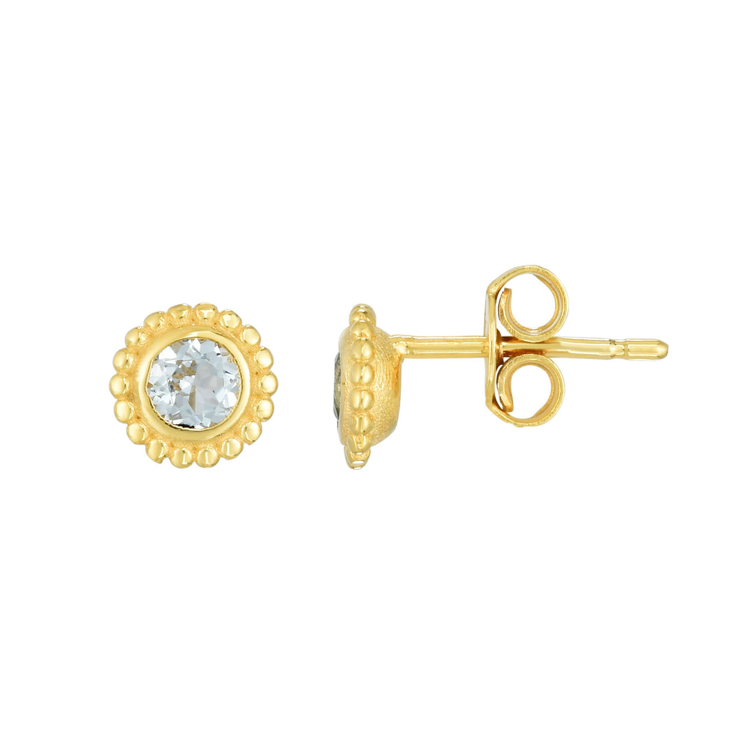 14K Gold Popcorn Gemstone Studs