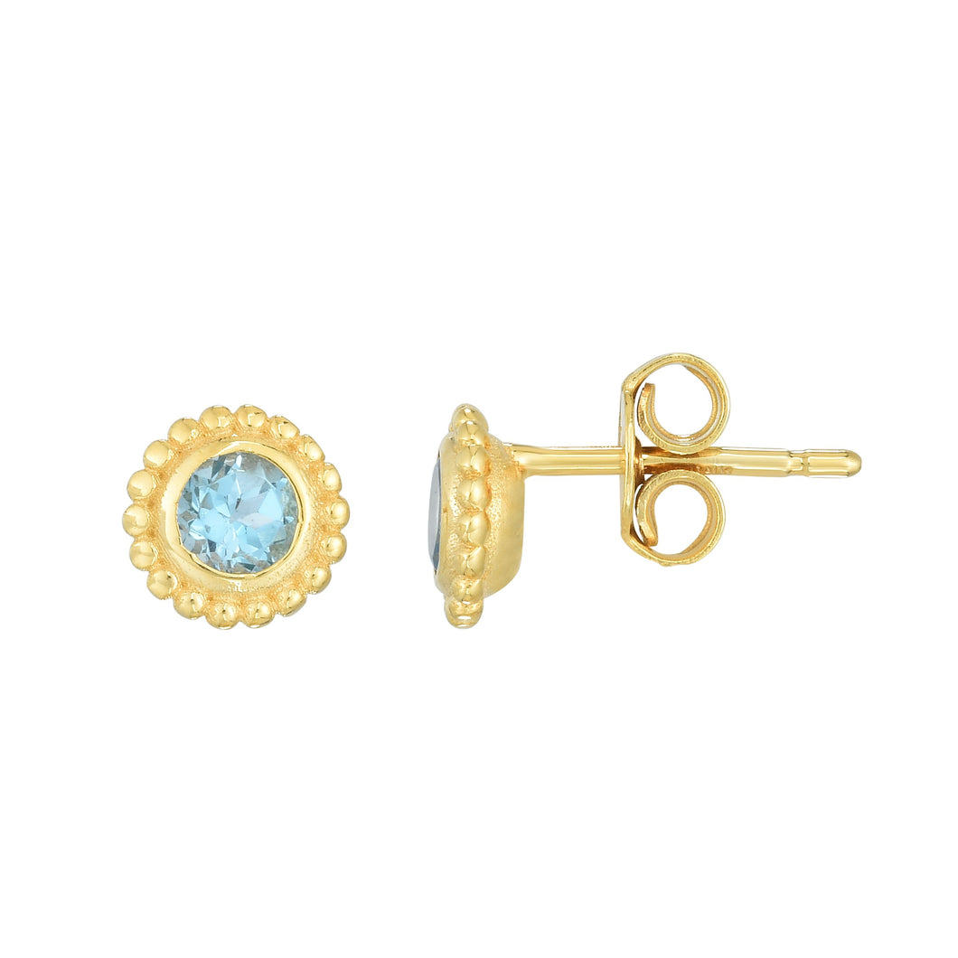 14K Gold Popcorn Gemstone Studs
