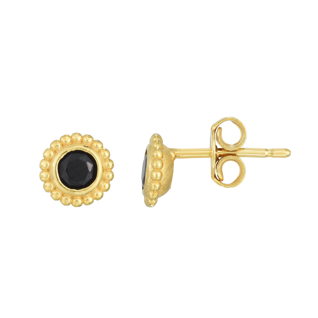 14K Gold Popcorn Gemstone Studs