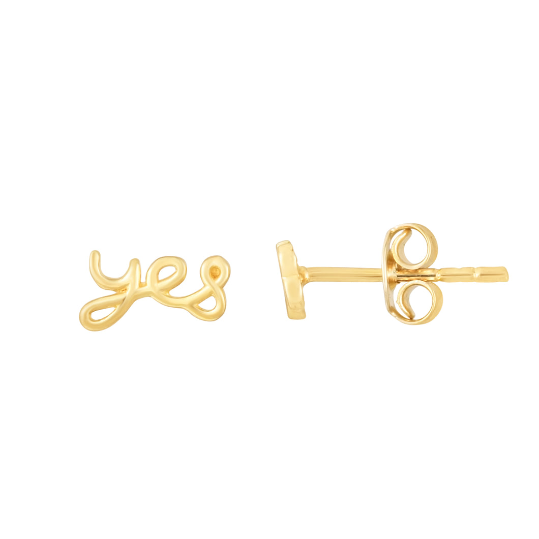 14K Gold Polished Say Yes Stud Earring