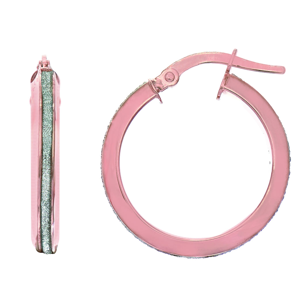 14K Gold Glitter Hoop Earring
