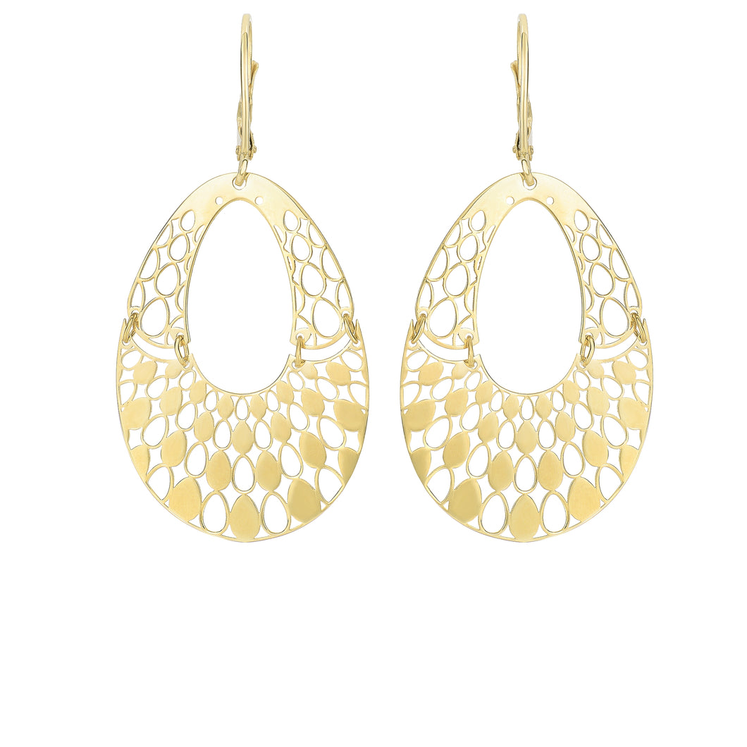 14K Gold Open Oval Chandelier Earring