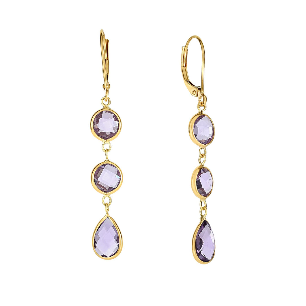 14K Gold Amethyst Drop Earrings