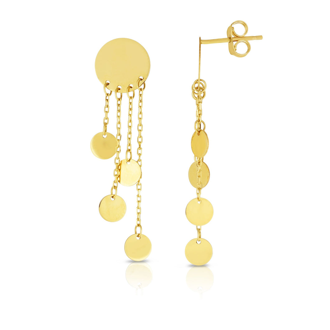 14K Gold Multi Circle Drop Earring