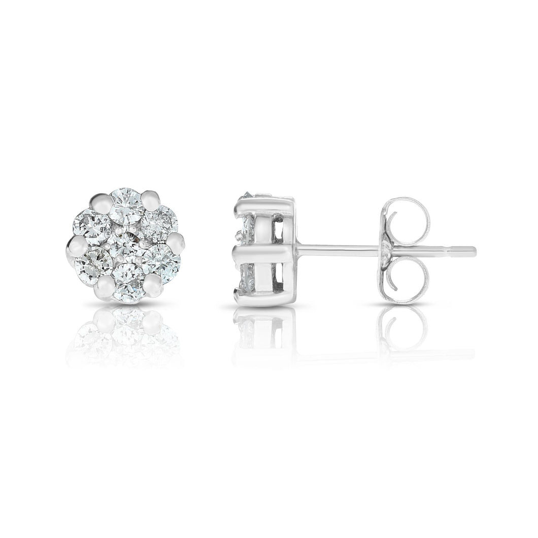 14K Gold .50ct Diamond Cluster Earring