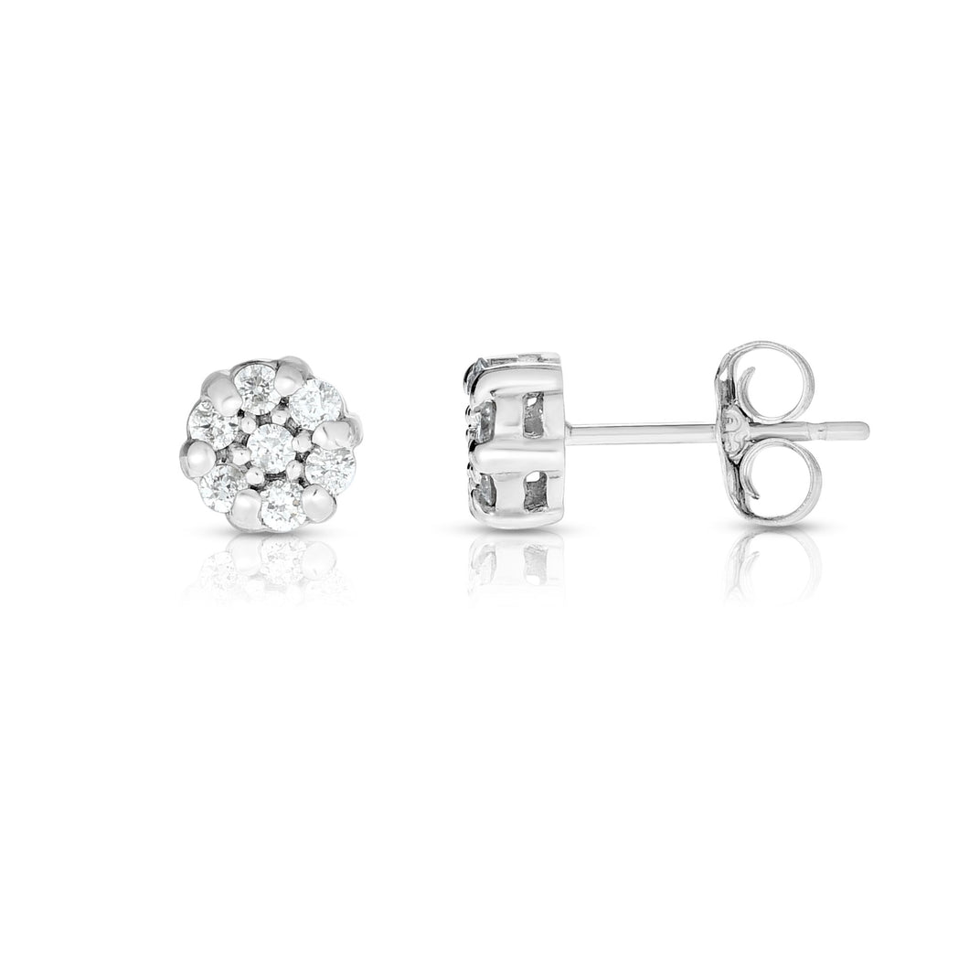 14K Gold .25ct Diamond Cluster Earring