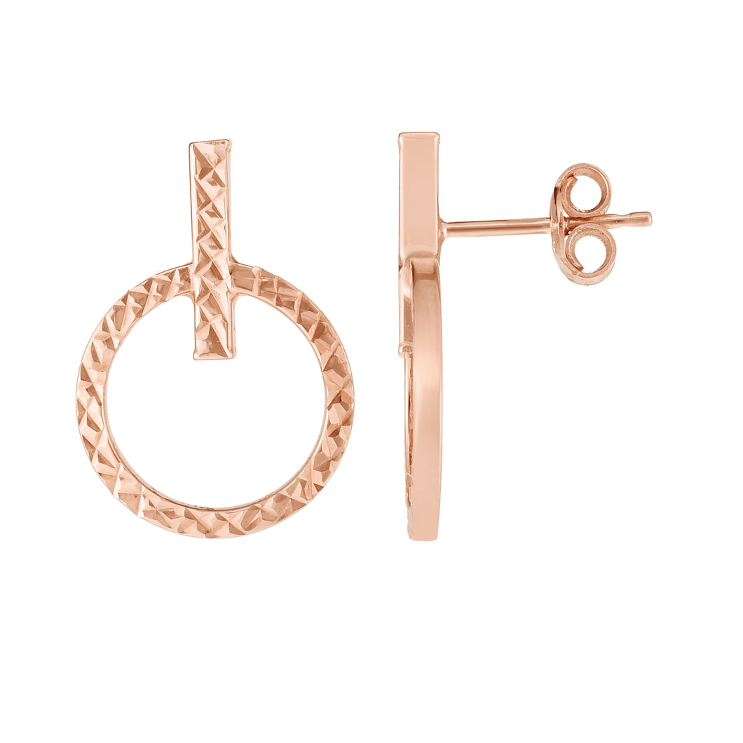 14K Gold Diamond Cut Earring