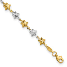 Load image into Gallery viewer, 14k Two-tone Puffed Star Bracelet
