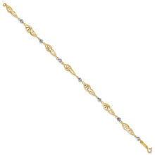 Load image into Gallery viewer, 14K Two Tone Fancy Link Diamond-Cut Bracelet
