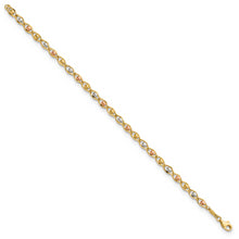 Load image into Gallery viewer, 14K Tri-color Beads Fancy Link 7.5in Bracelet
