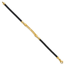 Load image into Gallery viewer, 14K Polished Bar Leather Bracelet
