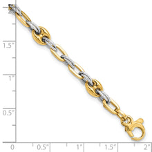 Load image into Gallery viewer, 14K Two-tone Textured Double Fancy Link Bracelet
