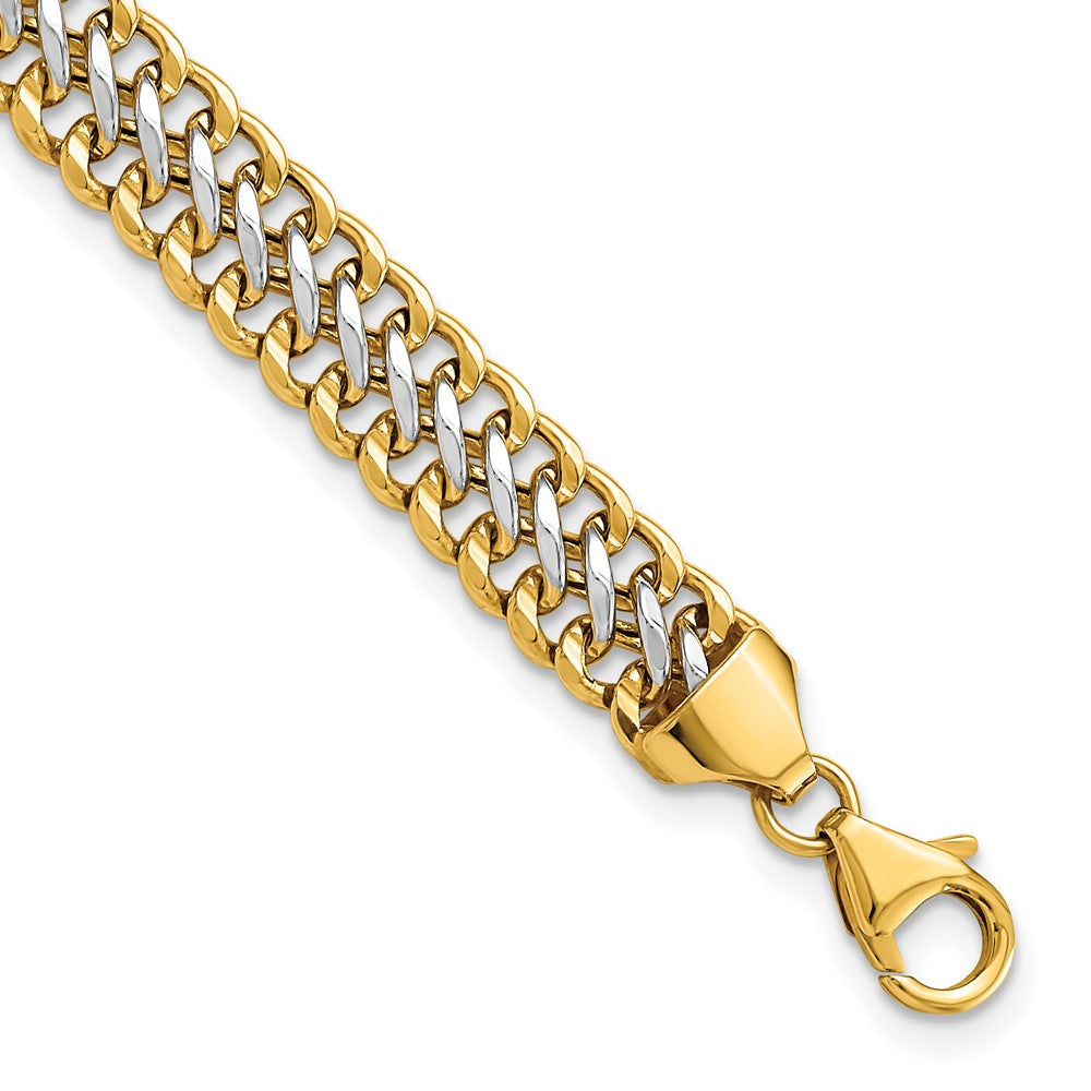 14K & White Rhodium Polished Fancy Link Bracelet