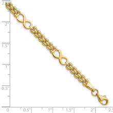 Load image into Gallery viewer, 14K Polished Infinity and Fancy Link 7.5in Bracelet
