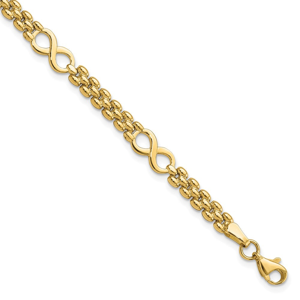 14K Polished Infinity and Fancy Link 7.5in Bracelet