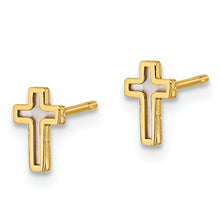 Load image into Gallery viewer, 14K Madi K Polished Cross Mother of Pearl Post Earrings
