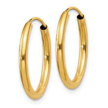 Load image into Gallery viewer, 14k Polished Round Endless 2mm Hoop Earrings
