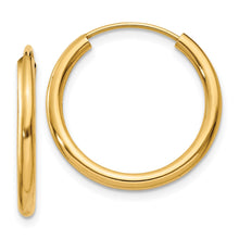 Load image into Gallery viewer, 14k Polished Round Endless 2mm Hoop Earrings
