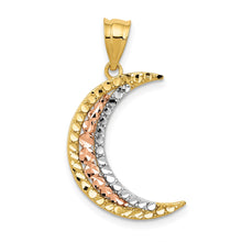 Load image into Gallery viewer, 14K Two-tone w/White Rhodium Diamond-cut Moon Pendant

