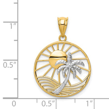 Load image into Gallery viewer, 14K Two Tone Sun and Palm Tree Pendant
