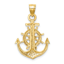 Load image into Gallery viewer, 14k Satin Diamond-cut Anchor Pendant
